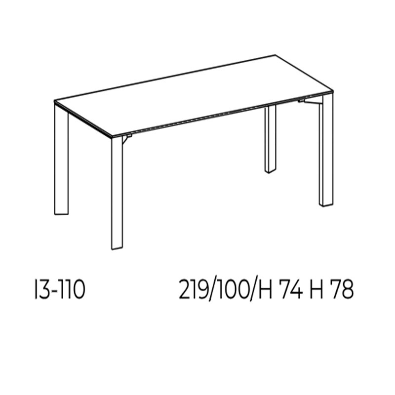  Balma Konferenztisch Serie IN - Schrägansicht mit Bemessung