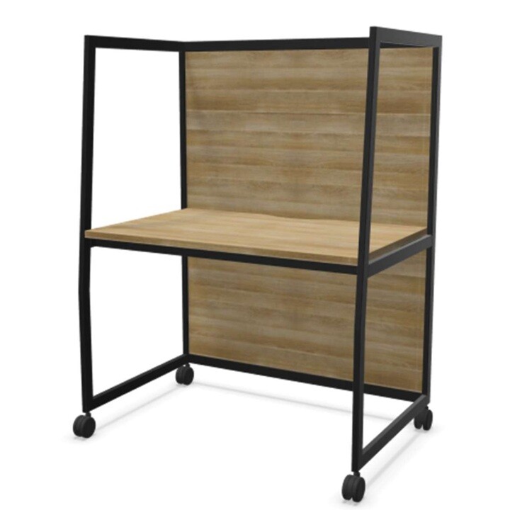 Maro Wariant - Schreibtisch mit hoher Abschirmung und fester Höhe - Detail - Vier Rollen