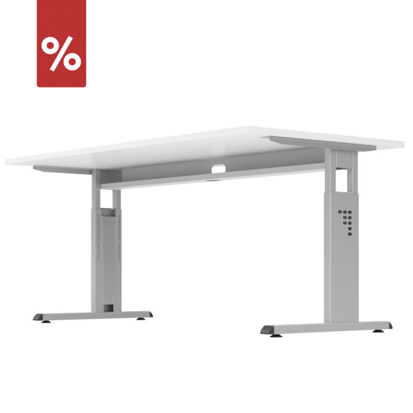 Hammerbacher Schreibtisch OS16 160x80cm Weiß/Silber - Aktionsmodell
