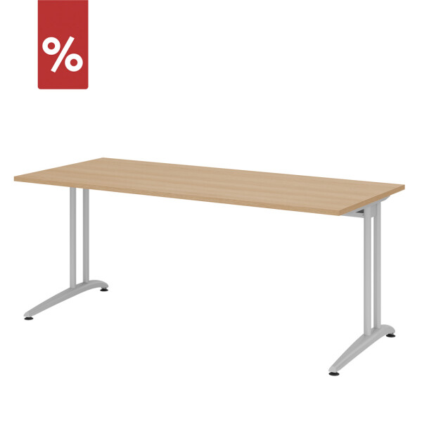 Hammerbacher Schreibtisch BS19 180x80cm Eiche/Silber - Aktionsmodell