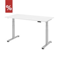 Hammerbacher elektrischer Schreibtisch XDSM16 160x80cm Weiß/Silber - Aktionsmodell